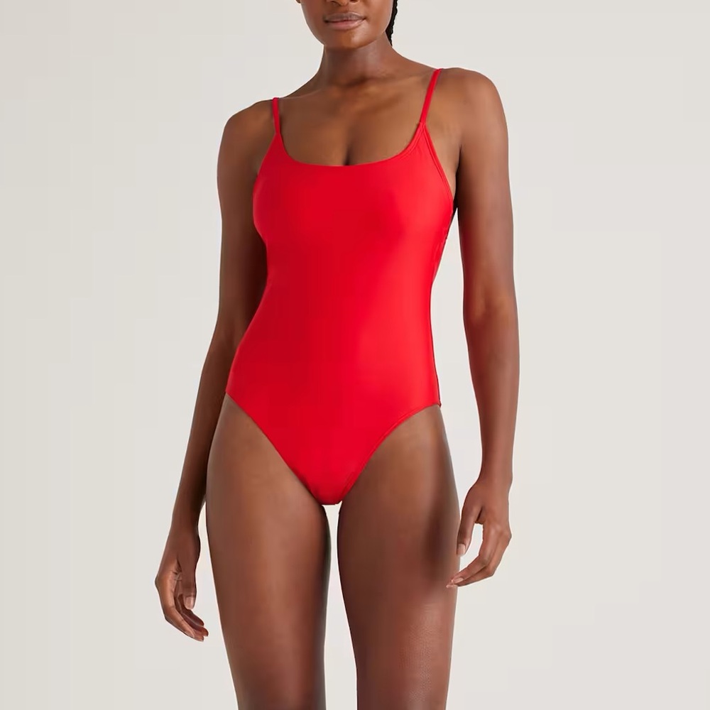 NWT Quince Italian Cami One-Piece Swimsuit – Red, Size S and XS